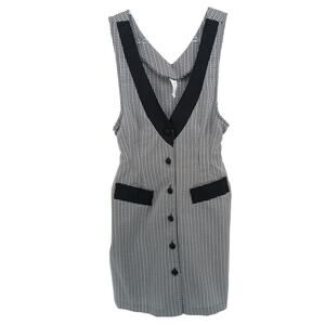 Vintage Houndstooth Button Down Mini Dress Womens 9 Academia Office Siren 90s
